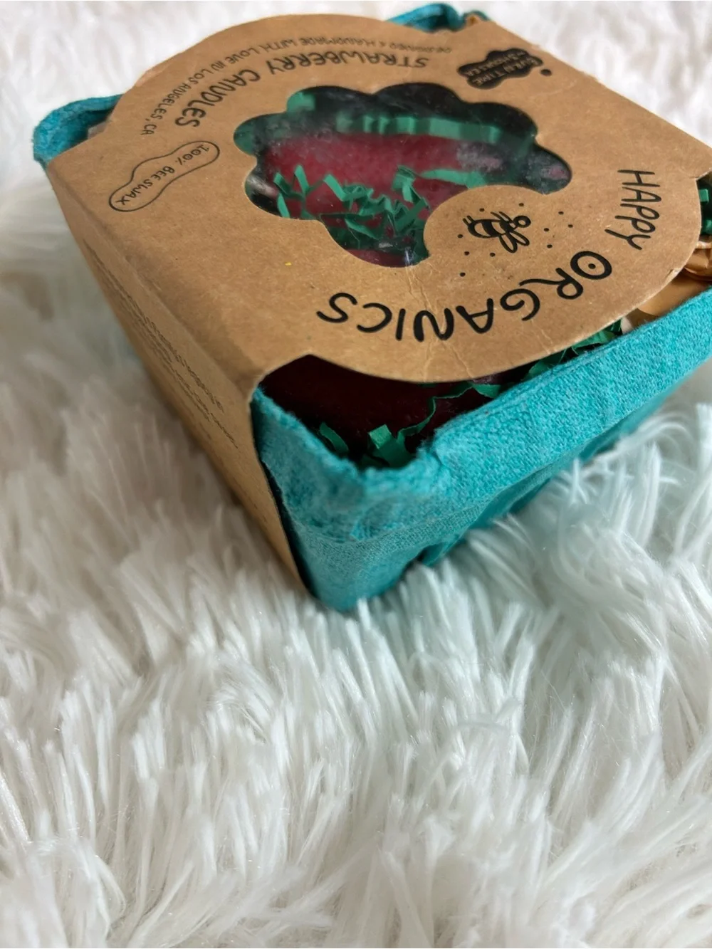 Happy Organics Strawberry Shaped Beeswax Candles, NEW made in LA